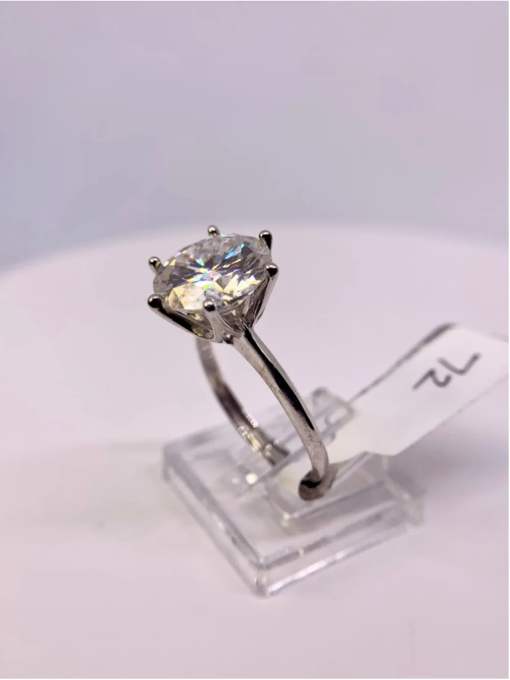 Adjustable Moissanite Ring 5 Ct Brilliant Round Cut Solitaire GRA 925 Silver